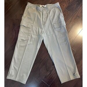 Tommy Hilfiger Cargo Pants Mens 38x30 Khaki Reinforced Seat Adjustable Hem Y2K